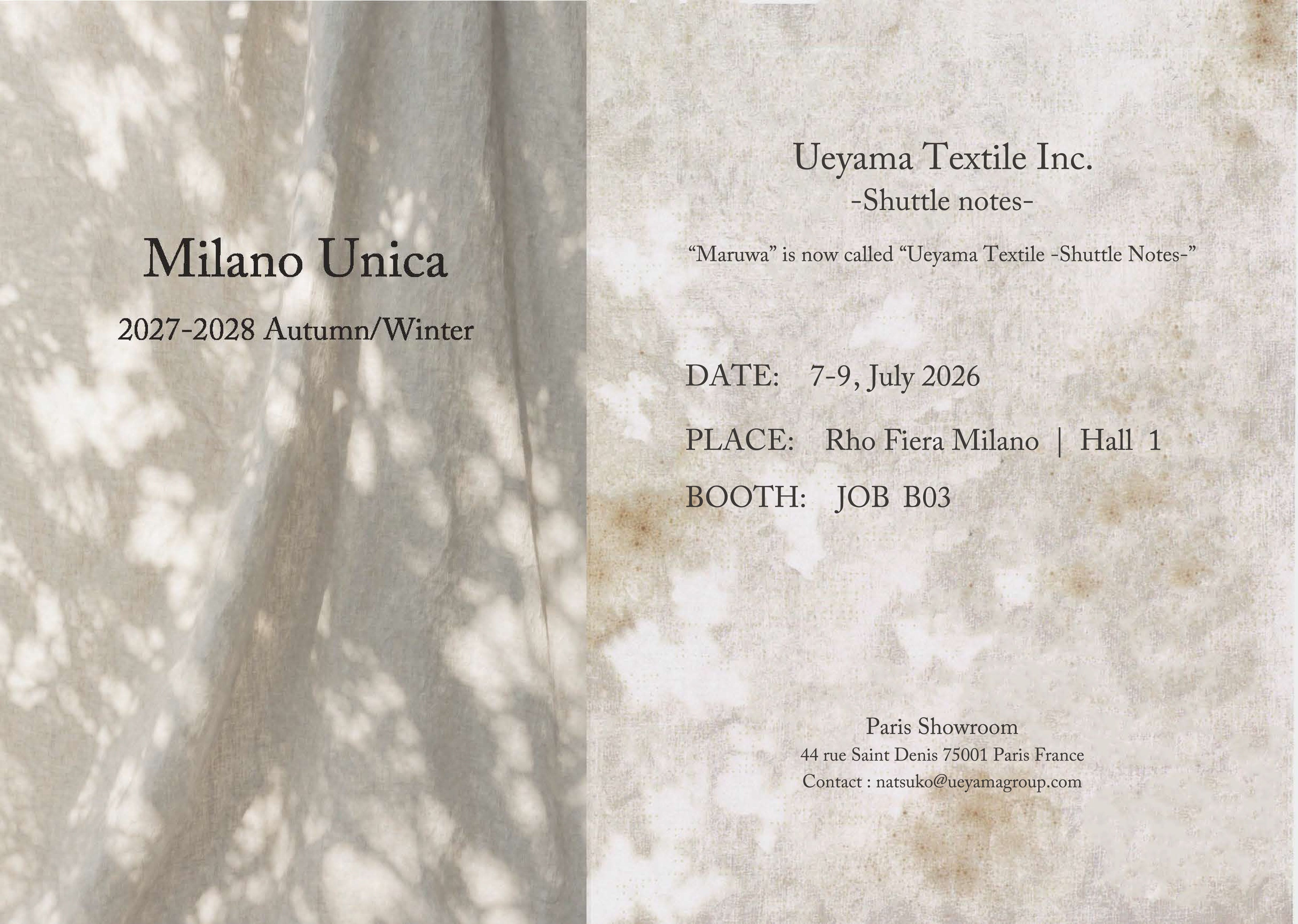 Shuttle Notes to Exhibit at Milano Unica 2026
