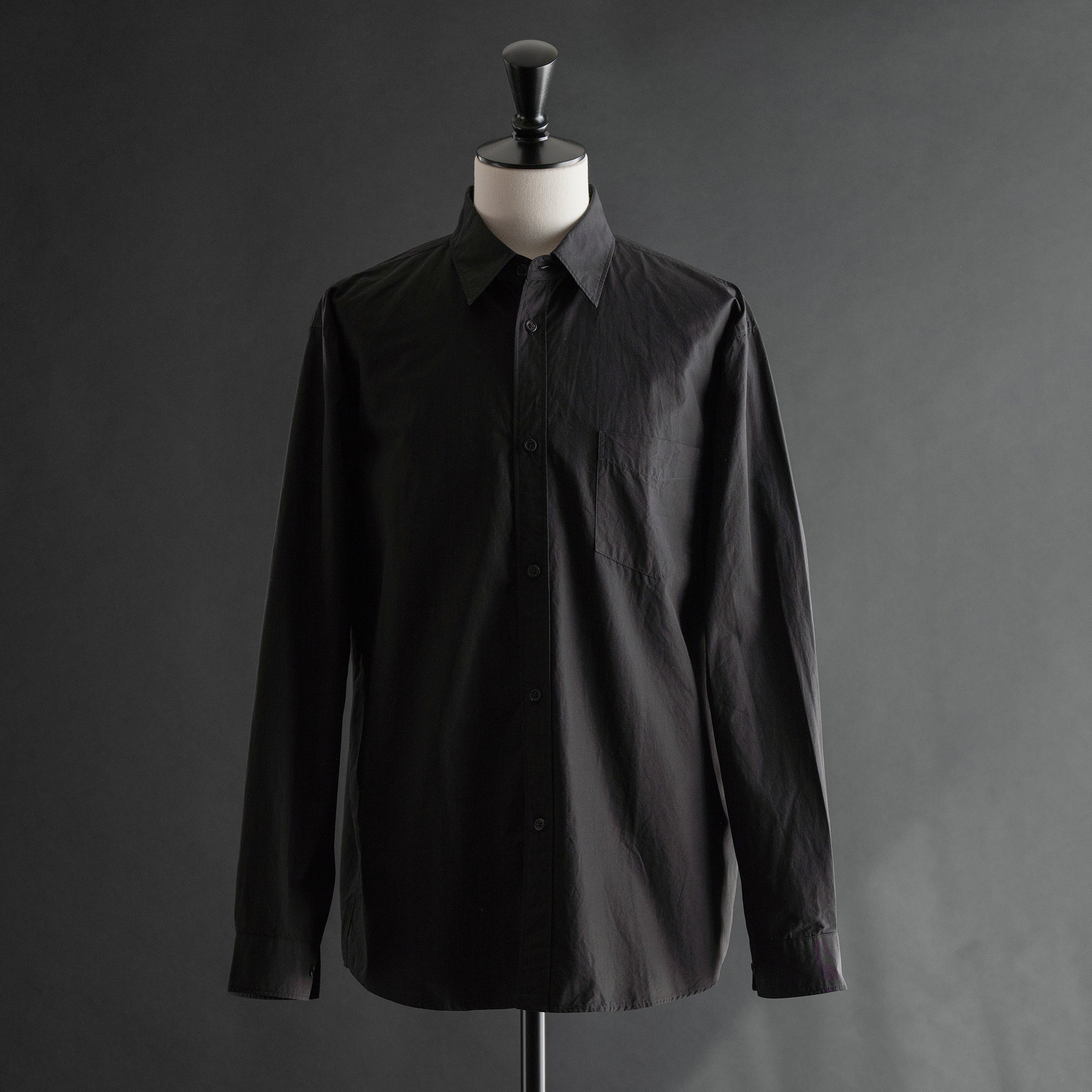 Ultra-Dense Poplin Regular Collar Shirt Black