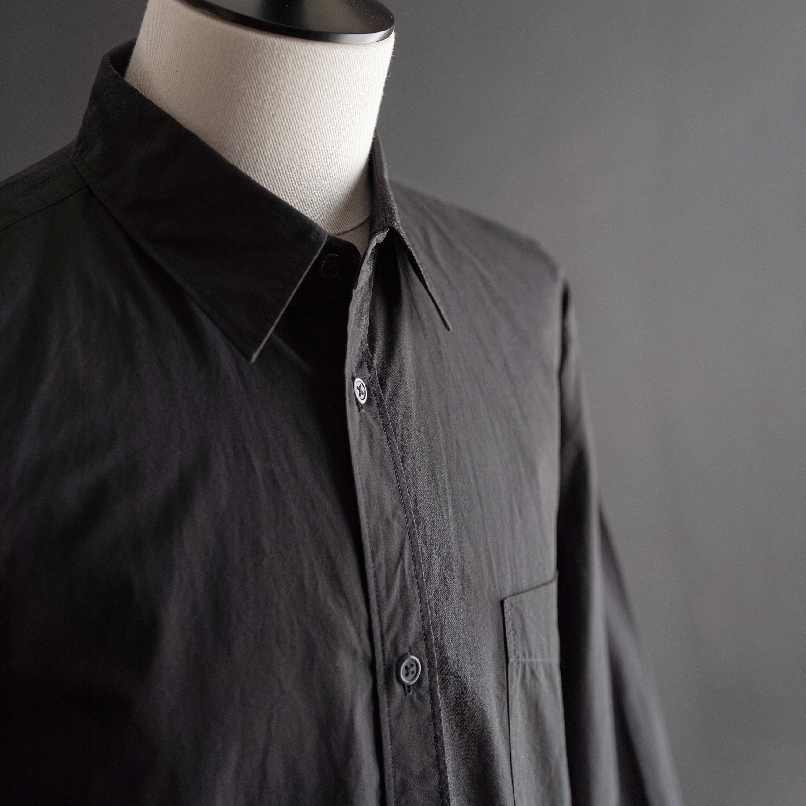 Ultra-Dense Poplin Regular Collar Shirt Black